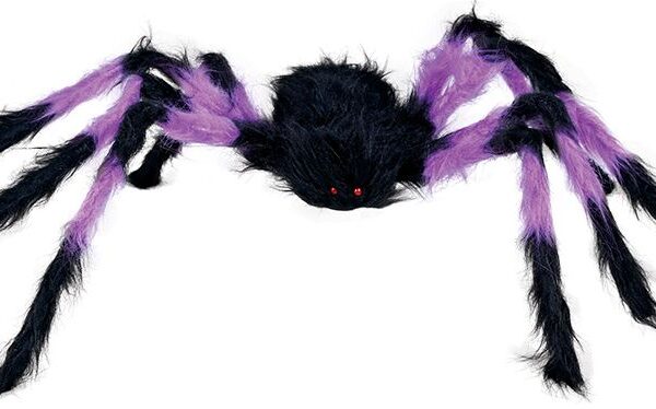 harige paars zwarte spin halloween 75cm 0