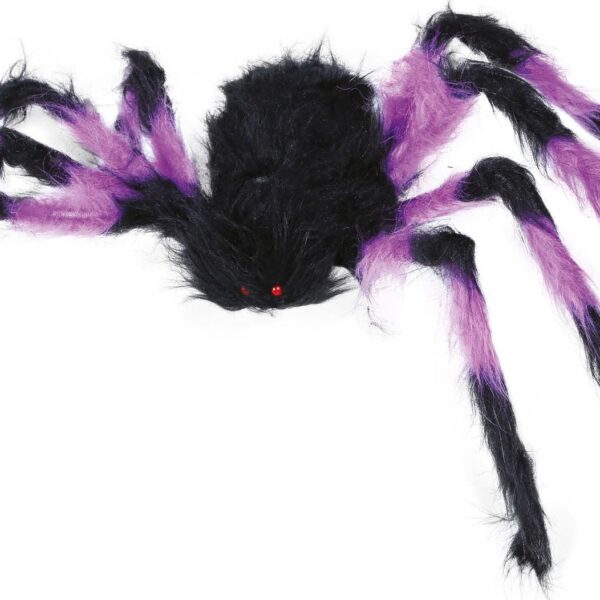 harige paars zwarte spin halloween 75cm 1